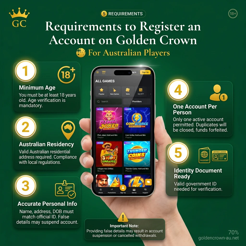 Golden Crown Casino mobile app registration steps on iOS and Android, showing sign-up form with personal details fields.